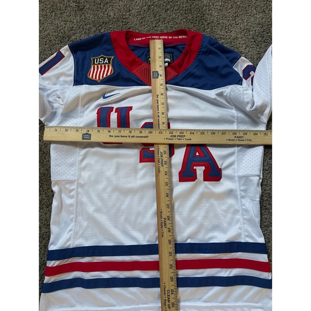 Nike Team USA Dylan Larkin 21 Hockey Jersey Mens Large White Dri-FIT NWT